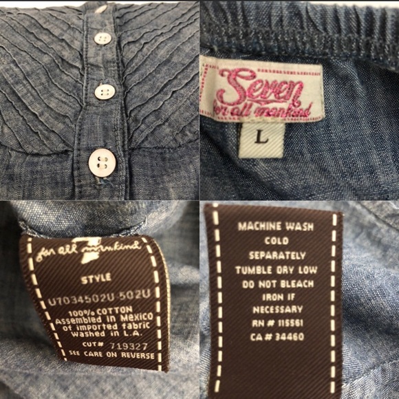 7 FAM Sz L Chambray Blue Jean Midi Button-Up Denim Dress - Picture 5 of 6